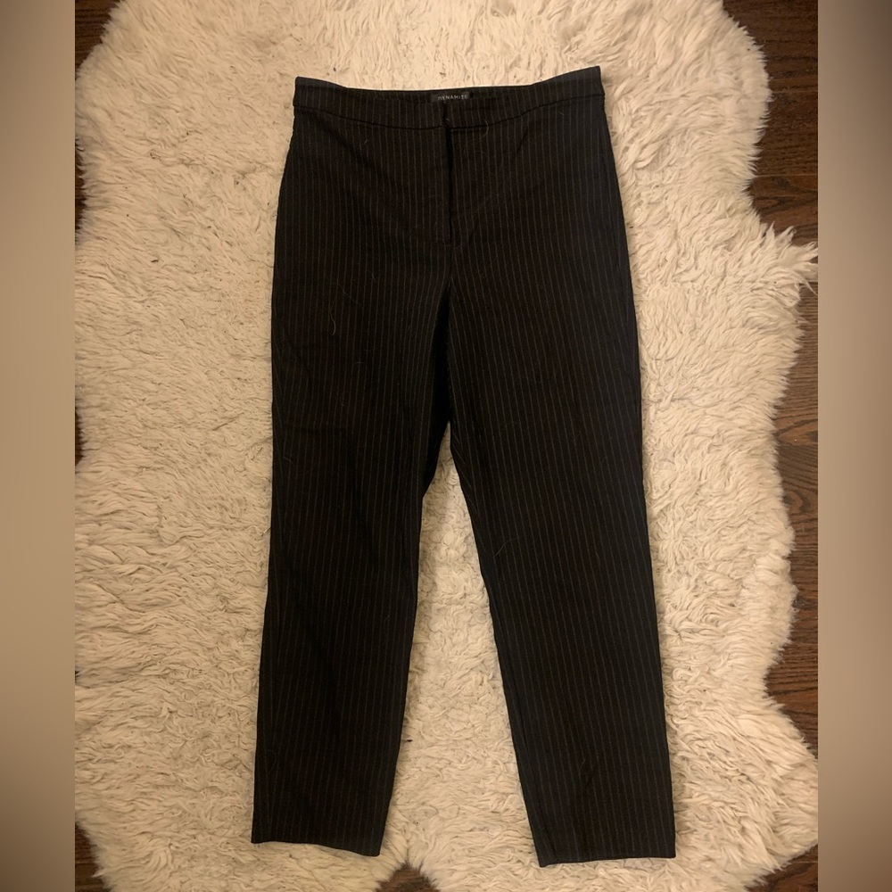 Black pinstripe pants